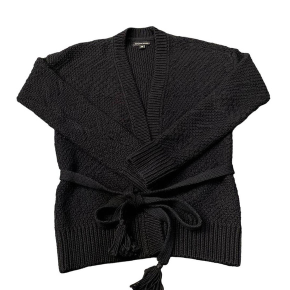 Banana Republic Black Wool Blend Open Front Belt Cardigan size XS - Picture 1 of 6